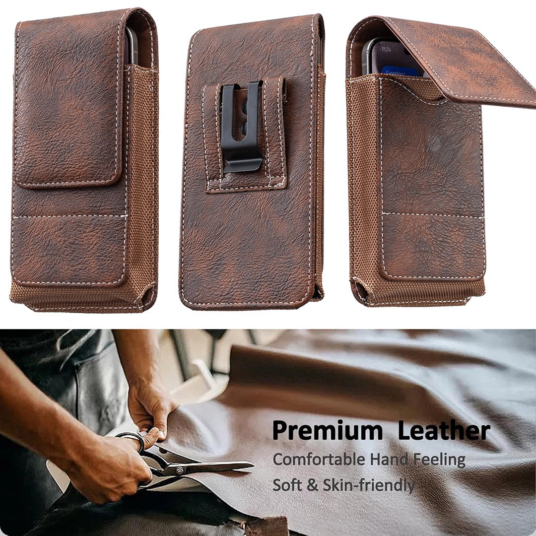 Étui de ceinture pour téléphone avec fermeture magnétique – Holster pour smartphone robuste avec clip, passant de ceinture et fente pour carte