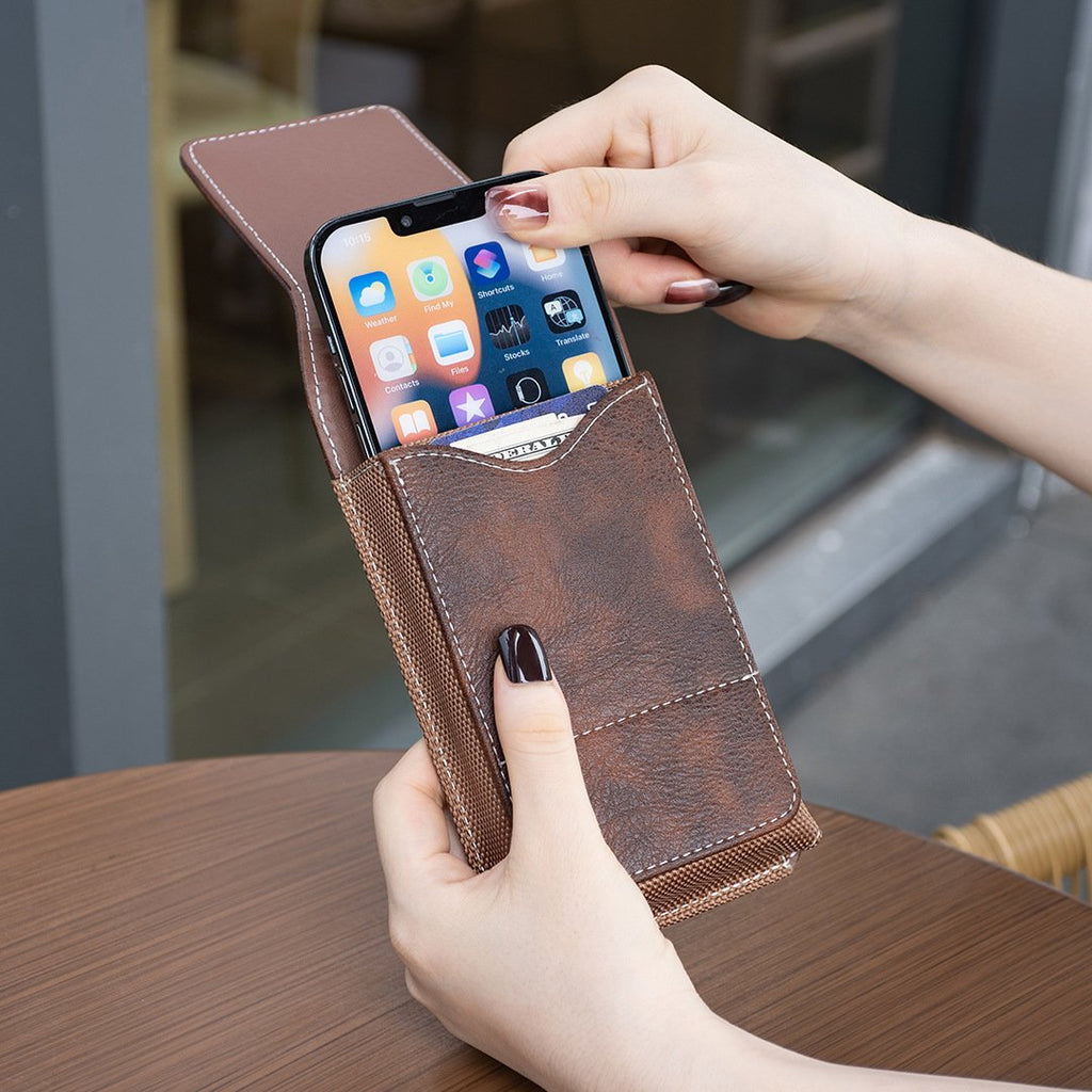 Étui de ceinture pour téléphone avec fermeture magnétique – Holster pour smartphone robuste avec clip, passant de ceinture et fente pour carte