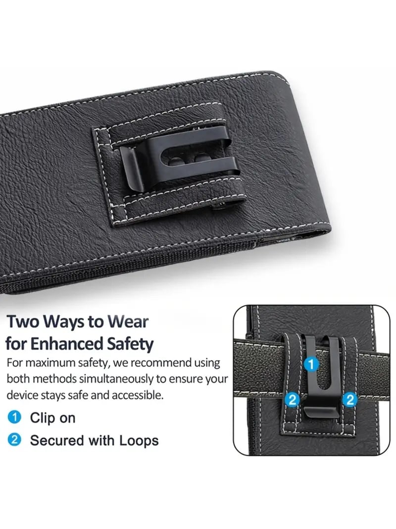 Étui de ceinture pour téléphone avec fermeture magnétique – Holster pour smartphone robuste avec clip, passant de ceinture et fente pour carte