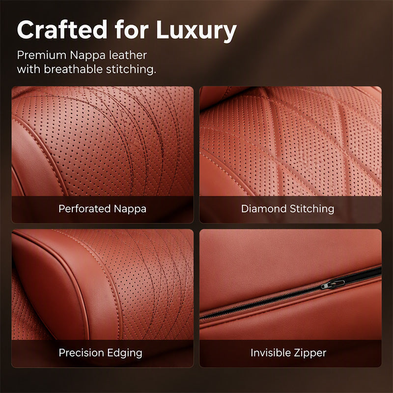 Oreiller de Repose-Tête Ergonomique en Mousse à Mémoire de Forme pour Voiture – Coussin de Soutien du Cou en Cuir PU de Luxe