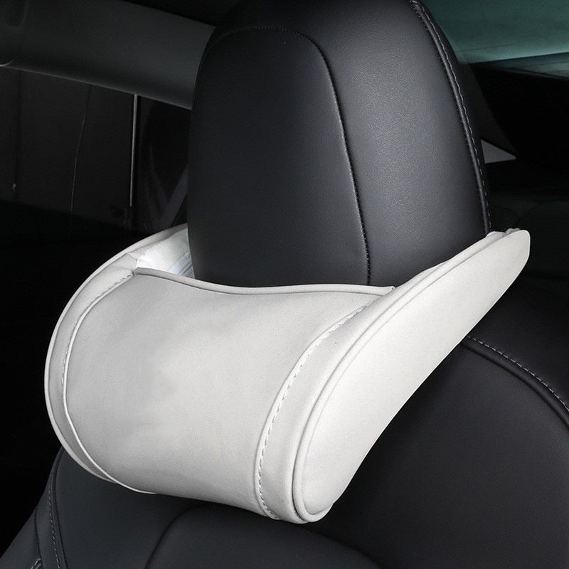 Oreiller de Repose-Tête Ergonomique en Mousse à Mémoire de Forme pour Voiture – Coussin de Soutien du Cou en Cuir PU de Luxe