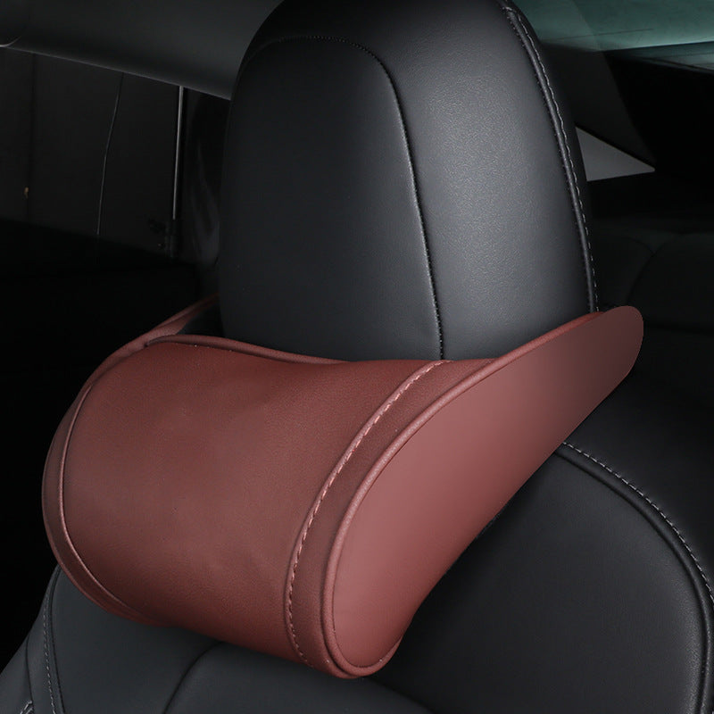Oreiller de Repose-Tête Ergonomique en Mousse à Mémoire de Forme pour Voiture – Coussin de Soutien du Cou en Cuir PU de Luxe