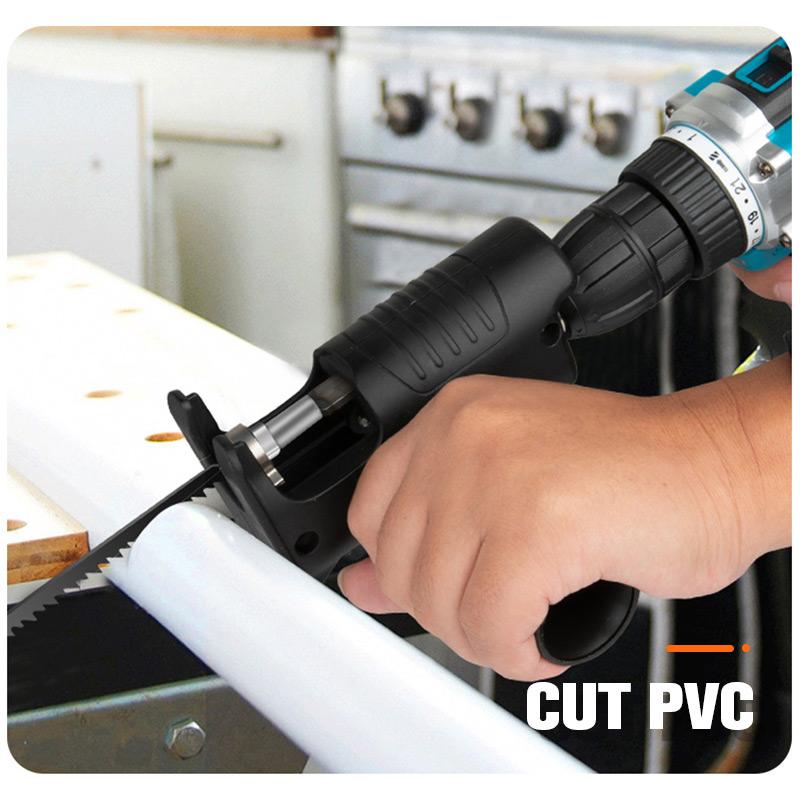 Transforme la perceuse en outil de coupe, multi-matériaux et facile à installer. Un outil polyvalent – procurez-vous le vôtre !