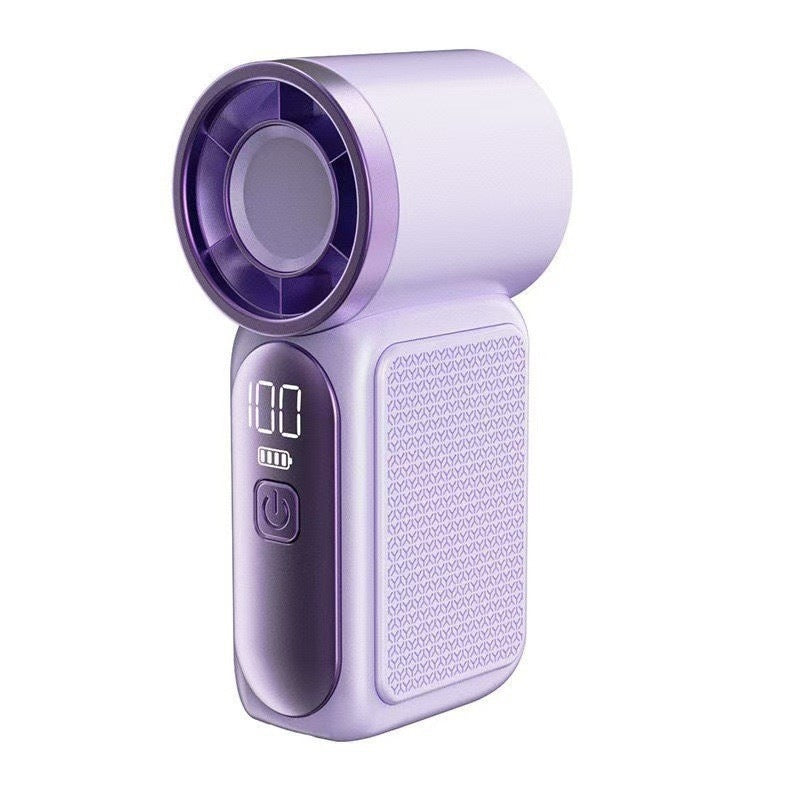 Mini ventilateur portable avec écran LED – Ventilateur turbo de poche à 5 vitesses. Rechargeable par USB, refroidissement rapide pour les voyages et le maquillage. Cadeau parfait. Portable