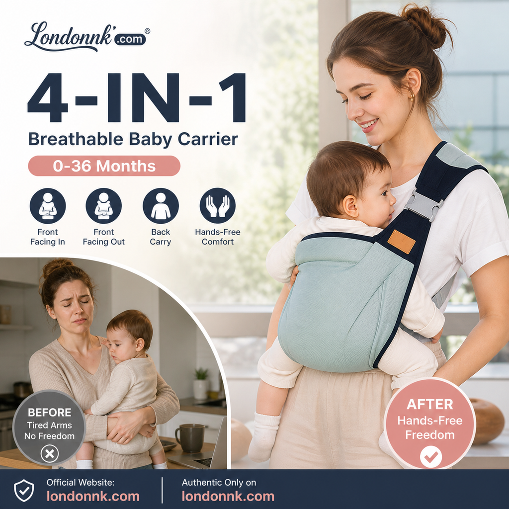 Porte-bébé respirant 4-en-1 – 0-36 Mois, ventral/dorsal/face au parent/face au monde – Confort mains libres pour le parent et le bébé !