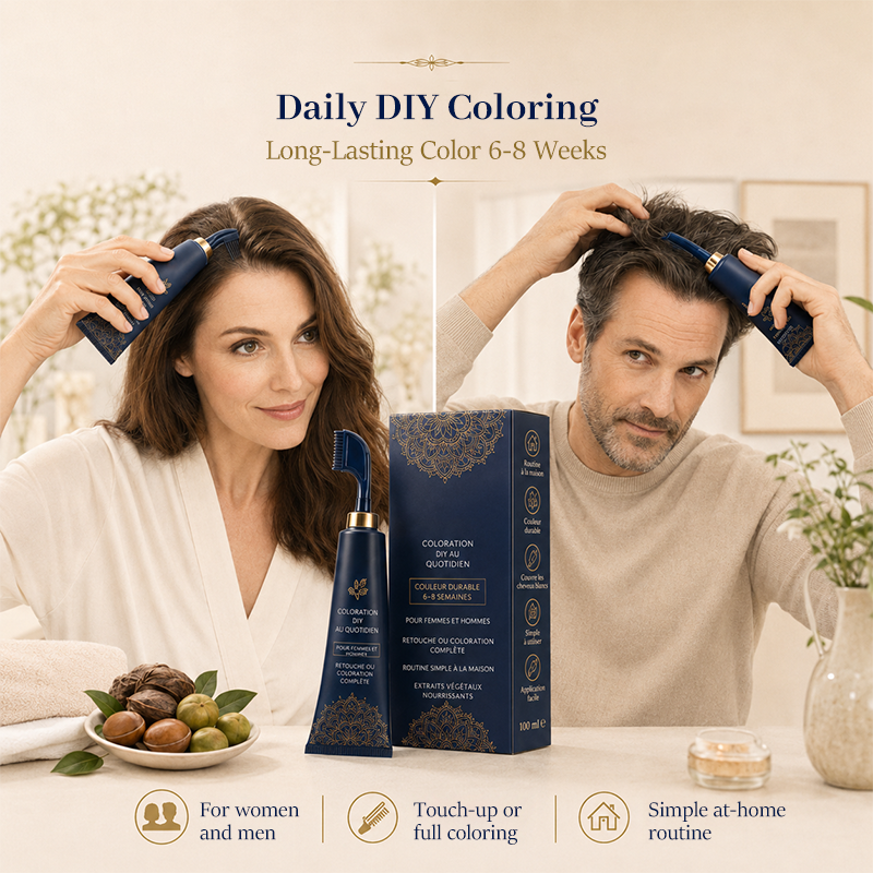Peigne de coloration capillaire aux extraits végétaux pour usage domestique
