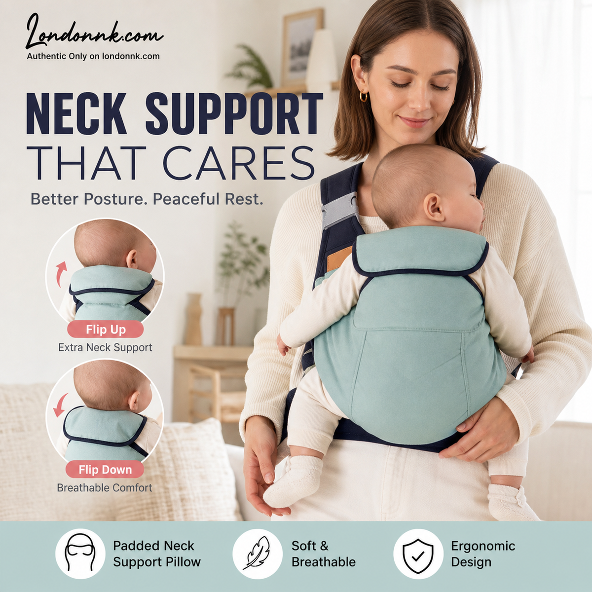 Porte-bébé respirant 4-en-1 – 0-36 Mois, ventral/dorsal/face au parent/face au monde – Confort mains libres pour le parent et le bébé !