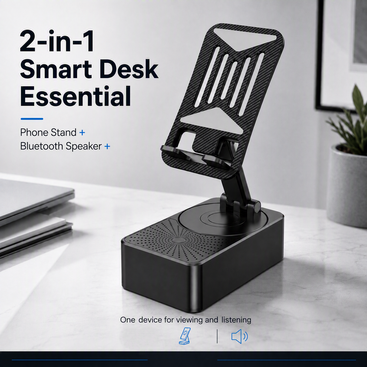 Idée cadeau : enceinte Bluetooth 3-en-1, support de téléphone et organisateur de bureau