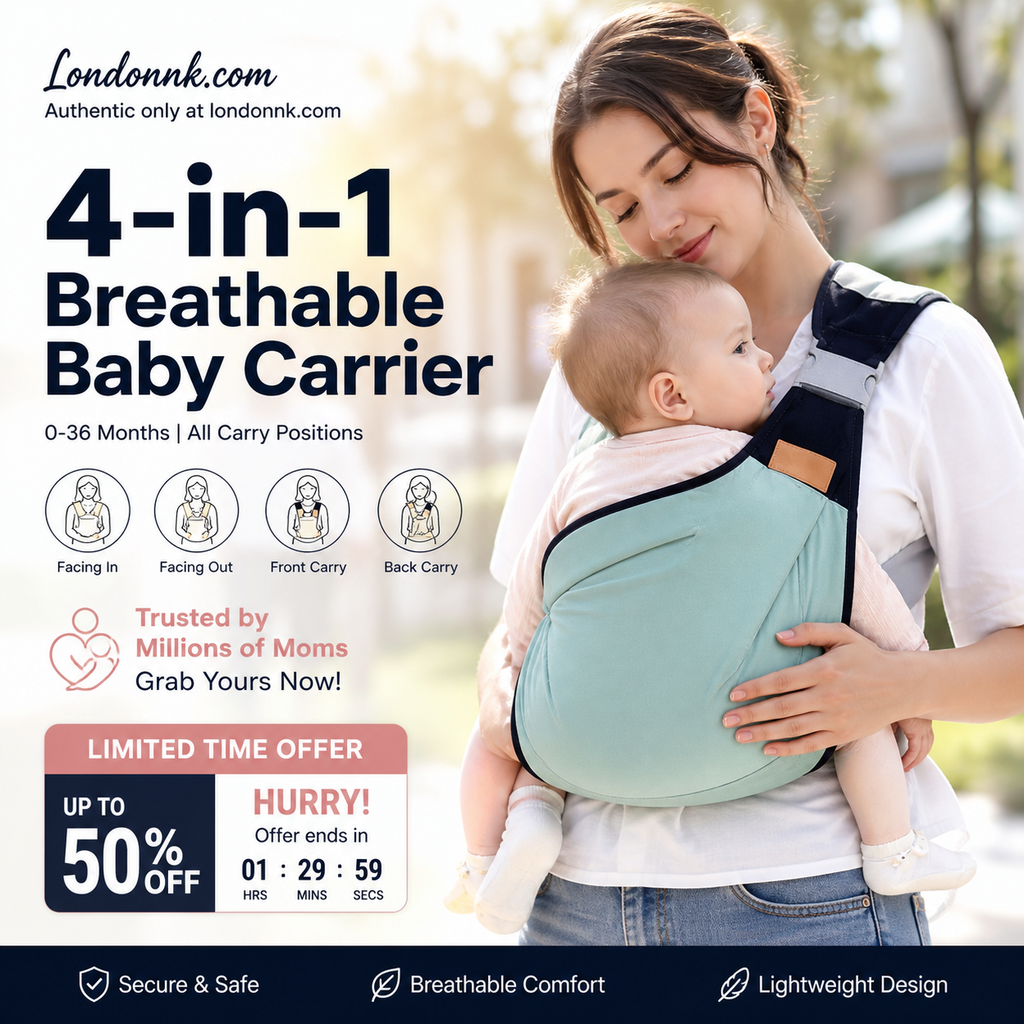 Porte-bébé respirant 4-en-1 – 0-36 Mois, ventral/dorsal/face au parent/face au monde – Confort mains libres pour le parent et le bébé !