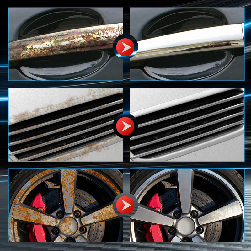 Spray Antirouille Multi-Usages – La rouille est partie, le métal comme neuf ! Dissout la rouille au contact – roues, outils, chaînes, et plus encore.