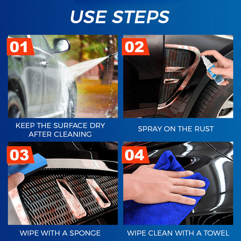 Spray Antirouille Multi-Usages – La rouille est partie, le métal comme neuf ! Dissout la rouille au contact – roues, outils, chaînes, et plus encore.