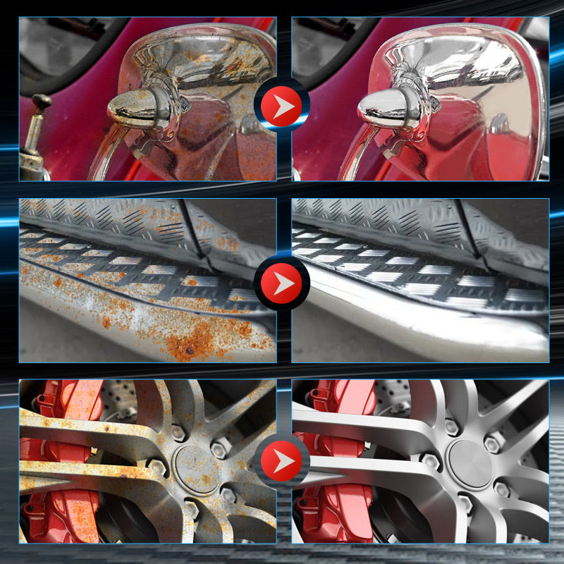 Spray Antirouille Multi-Usages – La rouille est partie, le métal comme neuf ! Dissout la rouille au contact – roues, outils, chaînes, et plus encore.