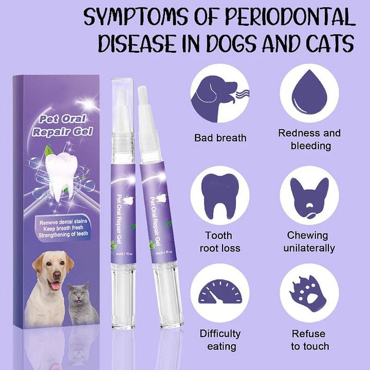 Gel dentaire réparateur pour animaux avec brosse à dents