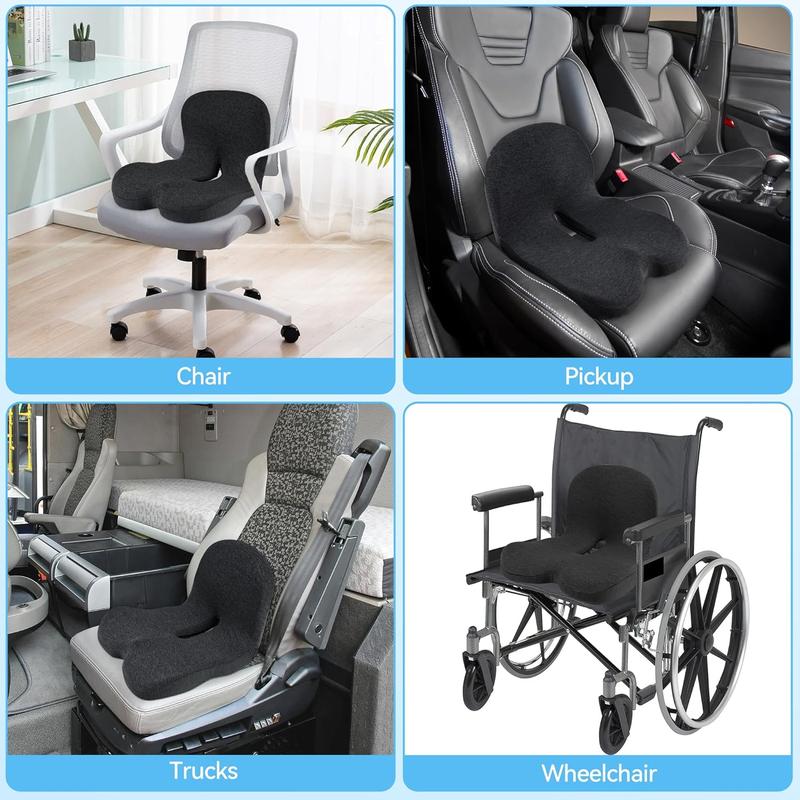 MAINTENANT ! Coussin d'assise en mousse à mémoire de forme antidérapant - Soulagement de la sciatique, maille respirante et ajustement universel