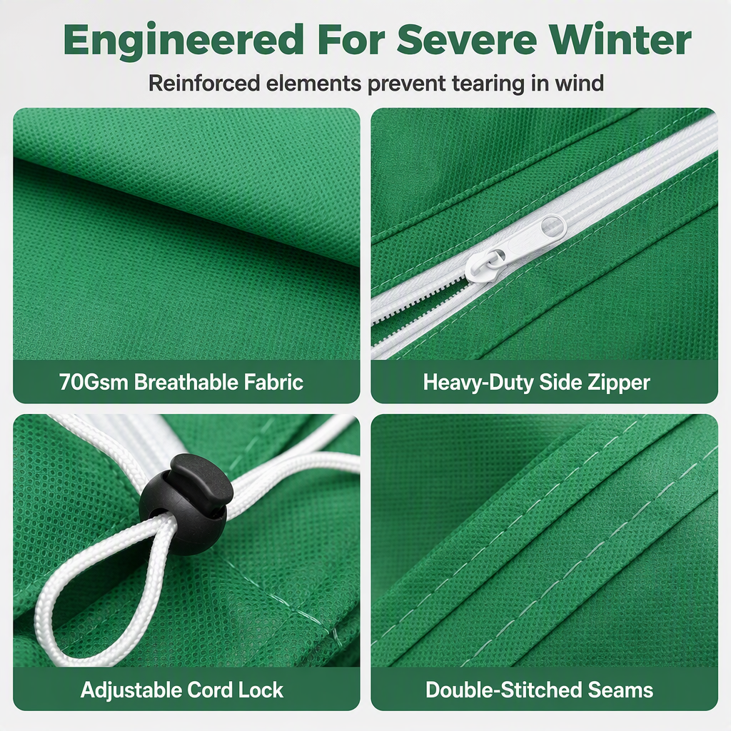Housse de protection antigel non tissée pour plantes, protection contre le froid hivernal avec cordon de serrage et fermeture éclair pour arbustes et arbres