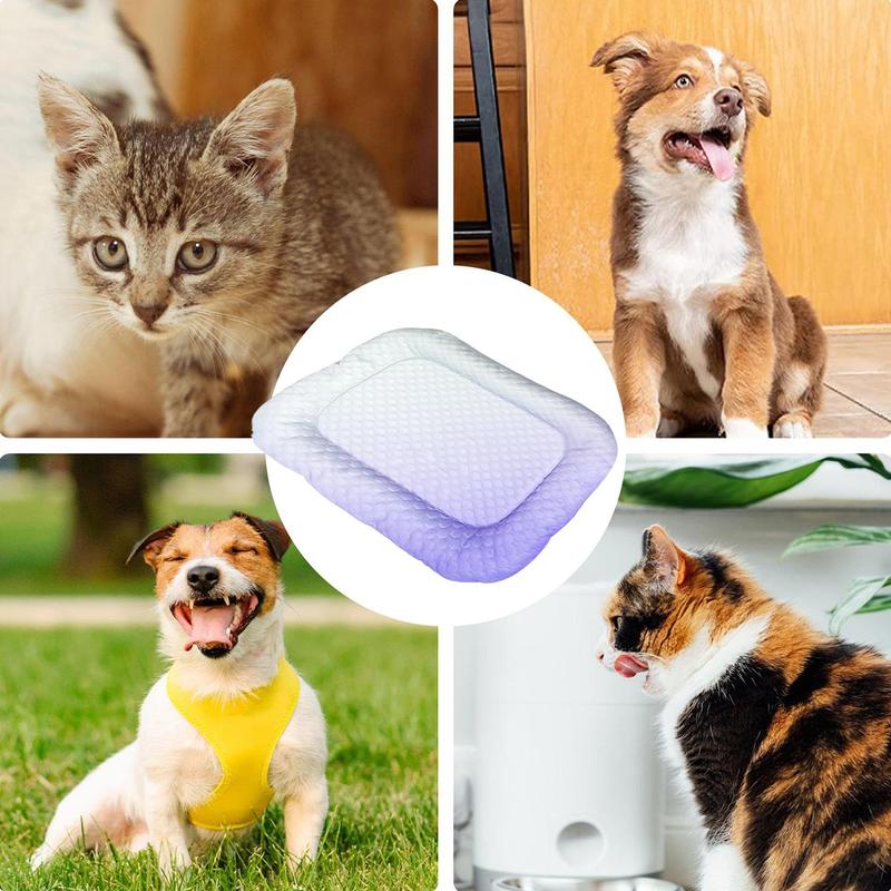 Tapis de refroidissement pour animaux de compagnie - Tapis de couchage d'été en soie glacée pour chiens et chats, couverture rafraîchissante aux couleurs dégradées, coussin de couchage doux et respirant pour sols intérieurs