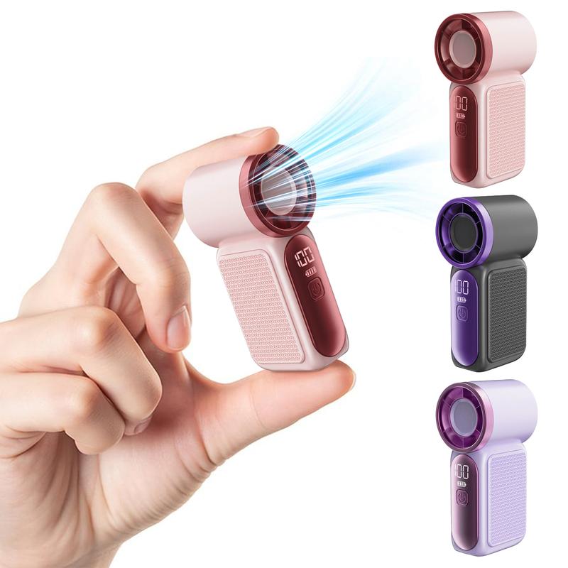 Mini ventilateur portable avec écran LED – Ventilateur turbo de poche à 5 vitesses. Rechargeable par USB, refroidissement rapide pour les voyages et le maquillage. Cadeau parfait. Portable
