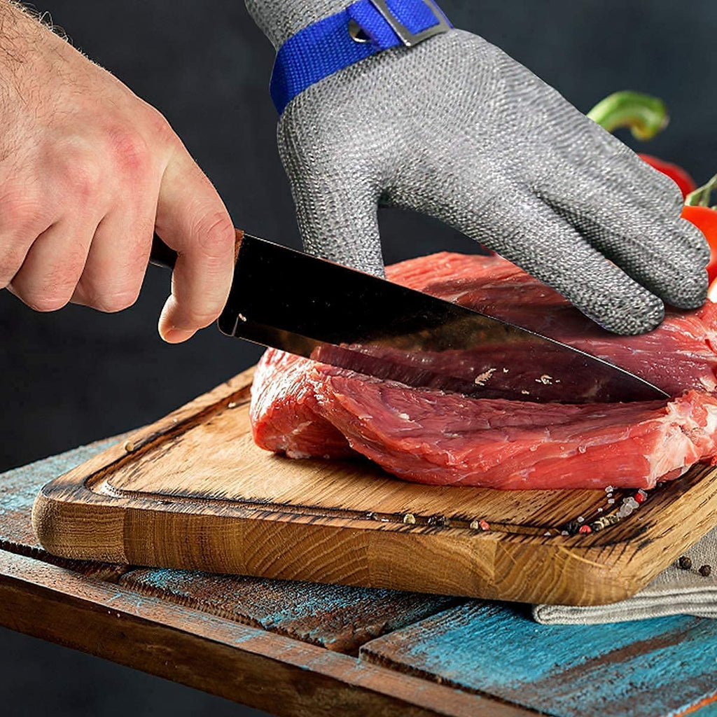 MAINTENANT ! Gant en maille d'acier inoxydable – Niveau de coupe A9 le plus élevé – Parfait pour les bouchers et les chefs – Fini les accidents de couteau !