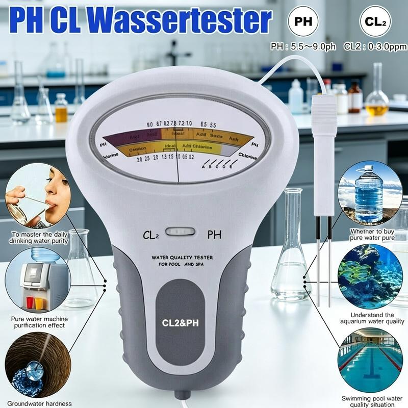 Testeur de pH et de chlore pour piscines – Mesure précise du pH et du chlore dans votre piscine – simple, rapide et fiable.