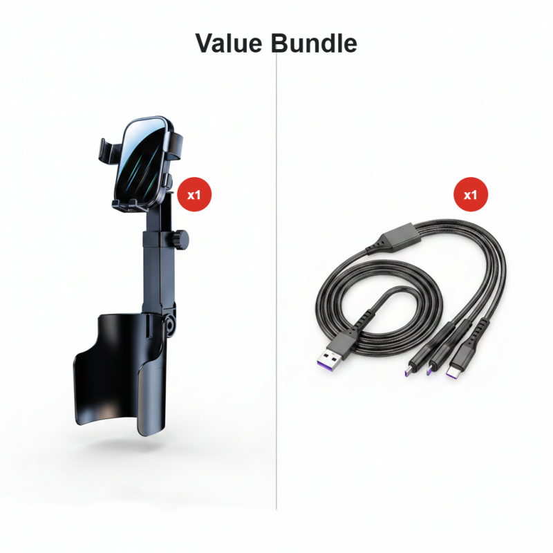 Support Téléphone Voiture Porte-Gobelet – Réglable à 360°, Aimant Puissant N52, Utilisation à Une Main, Compatible Tous Téléphones, Modèles Magnétiques Stables et à Pince pour une Conduite Sûre