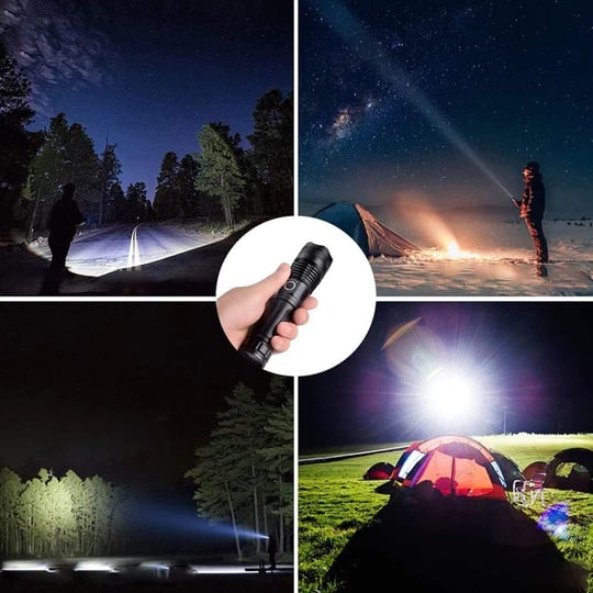 Lampe torche tactique LED rechargeable avec laser, 9000 lumens