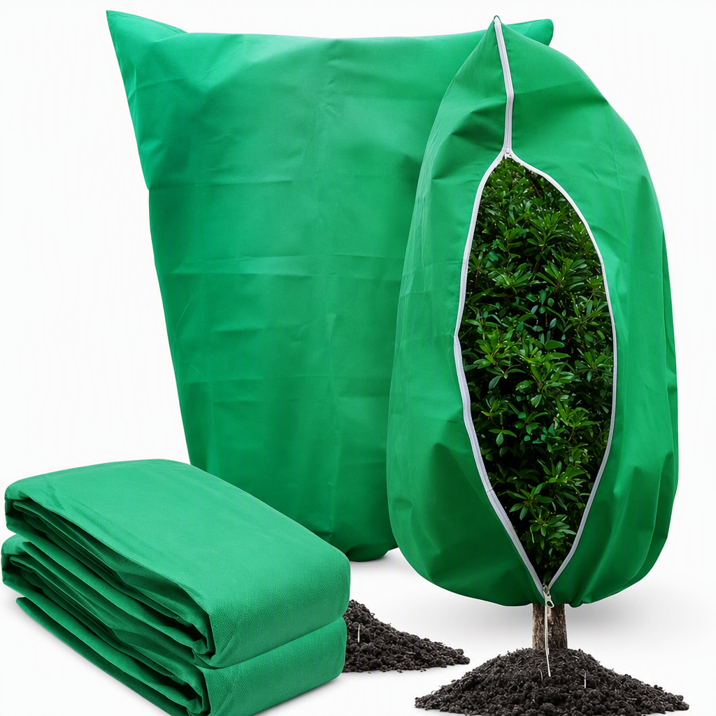 Housse de protection antigel non tissée pour plantes, protection contre le froid hivernal avec cordon de serrage et fermeture éclair pour arbustes et arbres