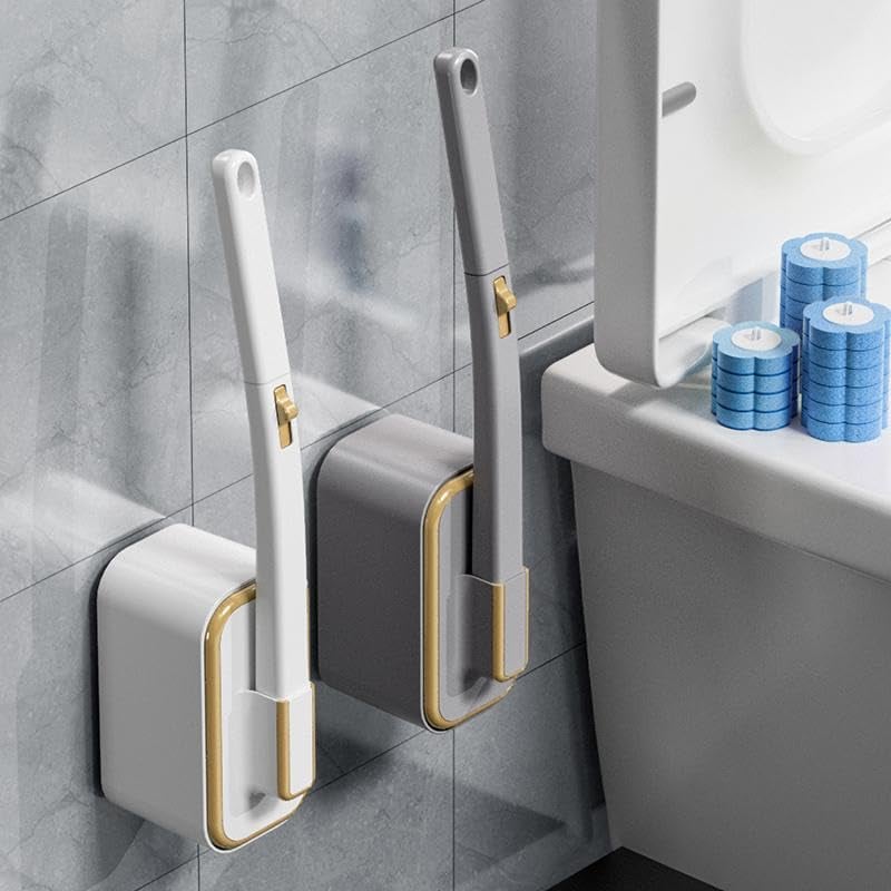 Ensemble brosse de toilette murale innovante à têtes jetables