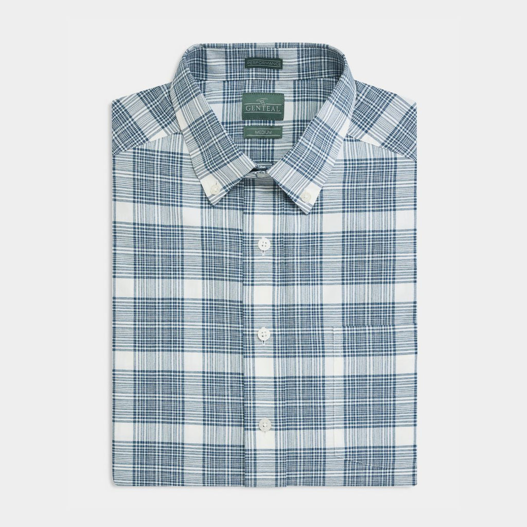 Chemise sport performance en carreaux chinés