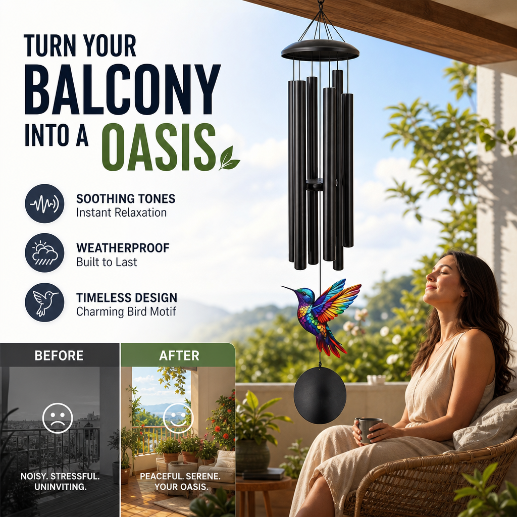 Carillons Éoliens Vintage en Métal | Décoration de Jardin Élégante en Aluminium Noir avec Accents Oiseaux et Papillons pour Patio et Porche