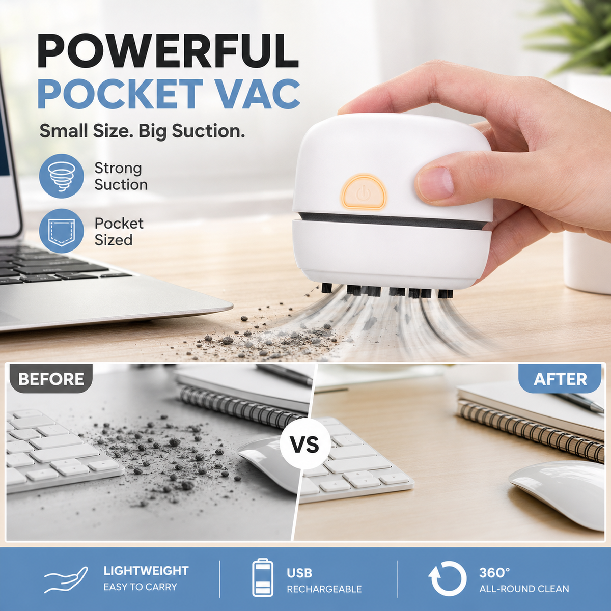 Mini aspirateur de bureau portable