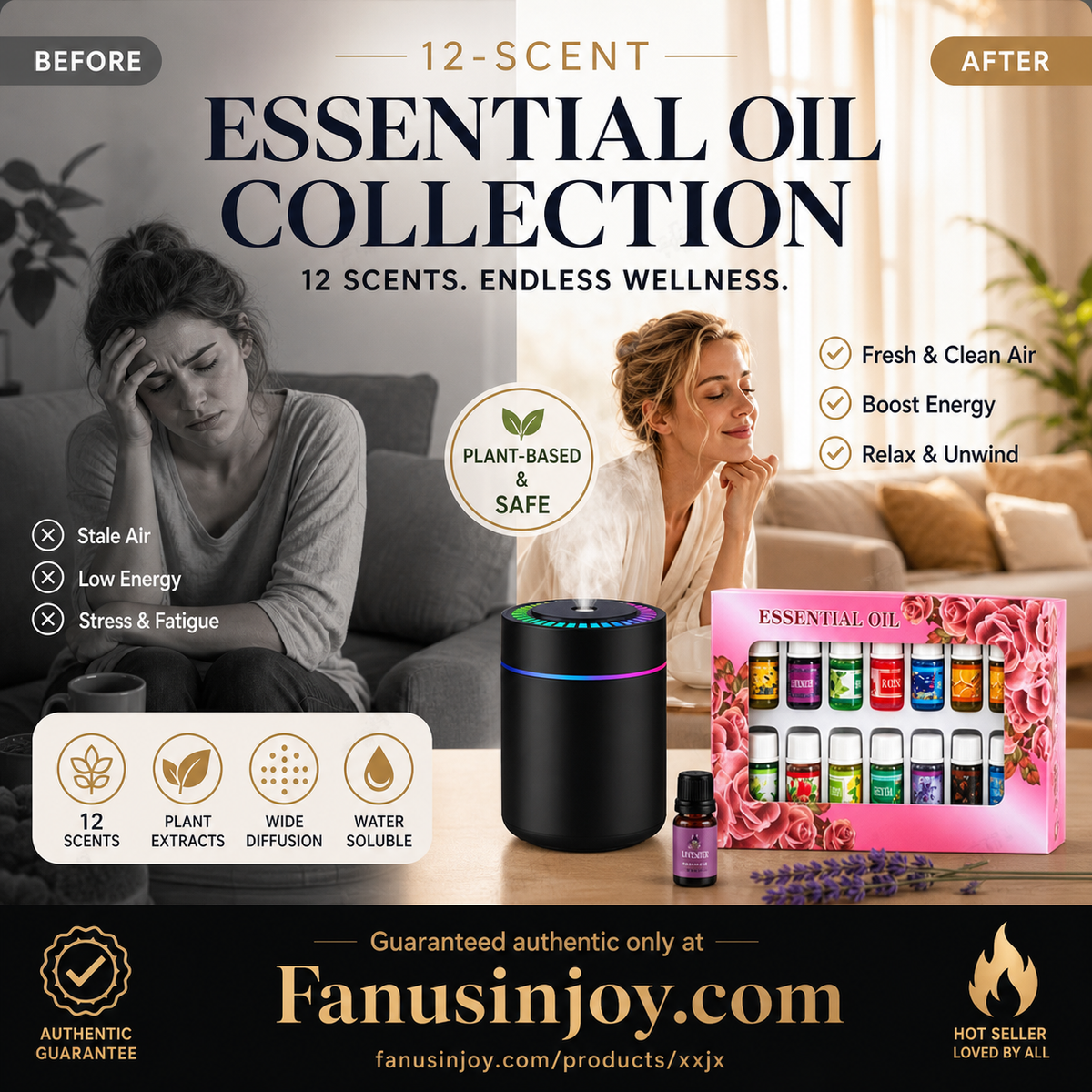 Le parfum frais améliore votre humeur ! Ensemble de 12 huiles essentielles hydrosolubles