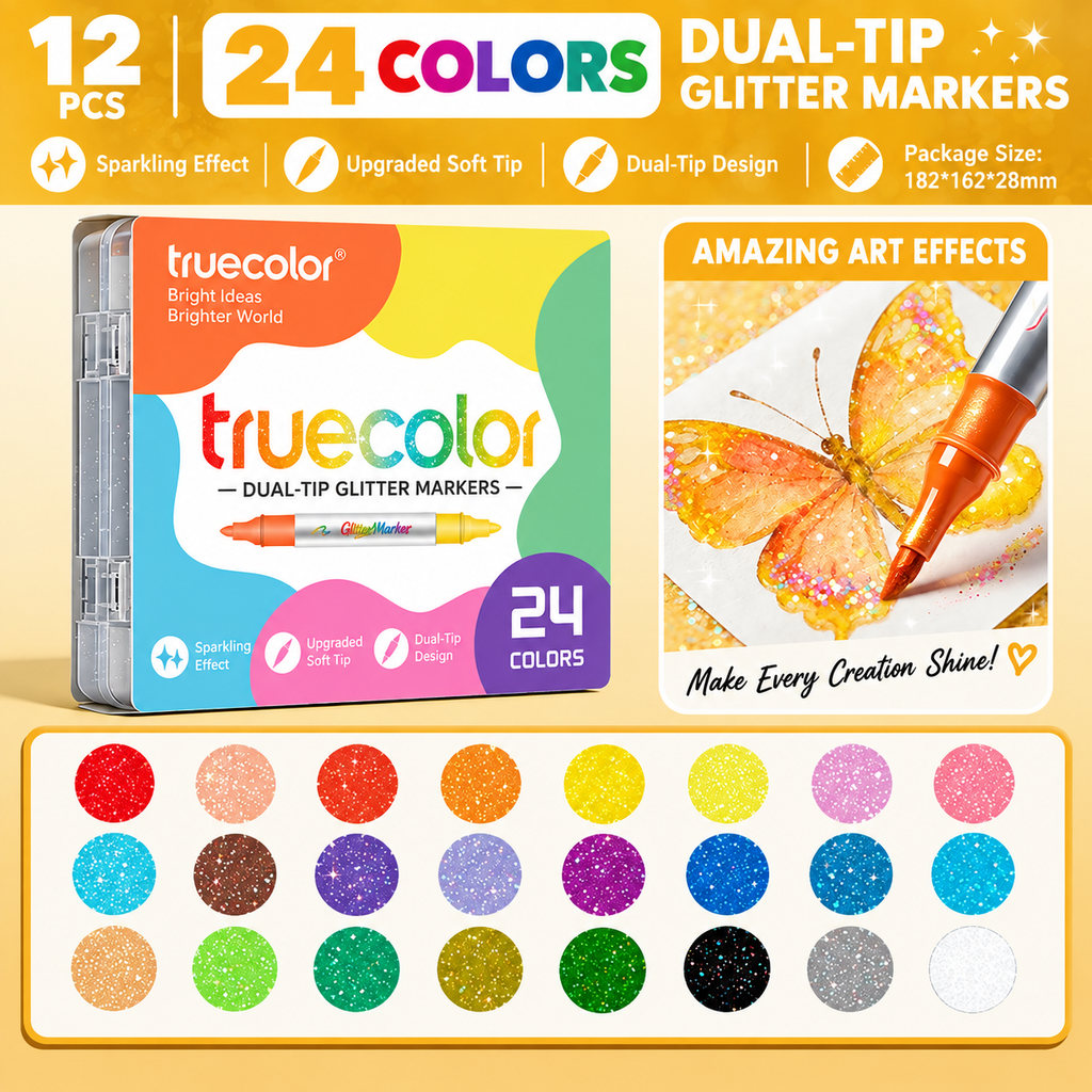 Feutres pailletés magiques Outline à double pointe et double couleur