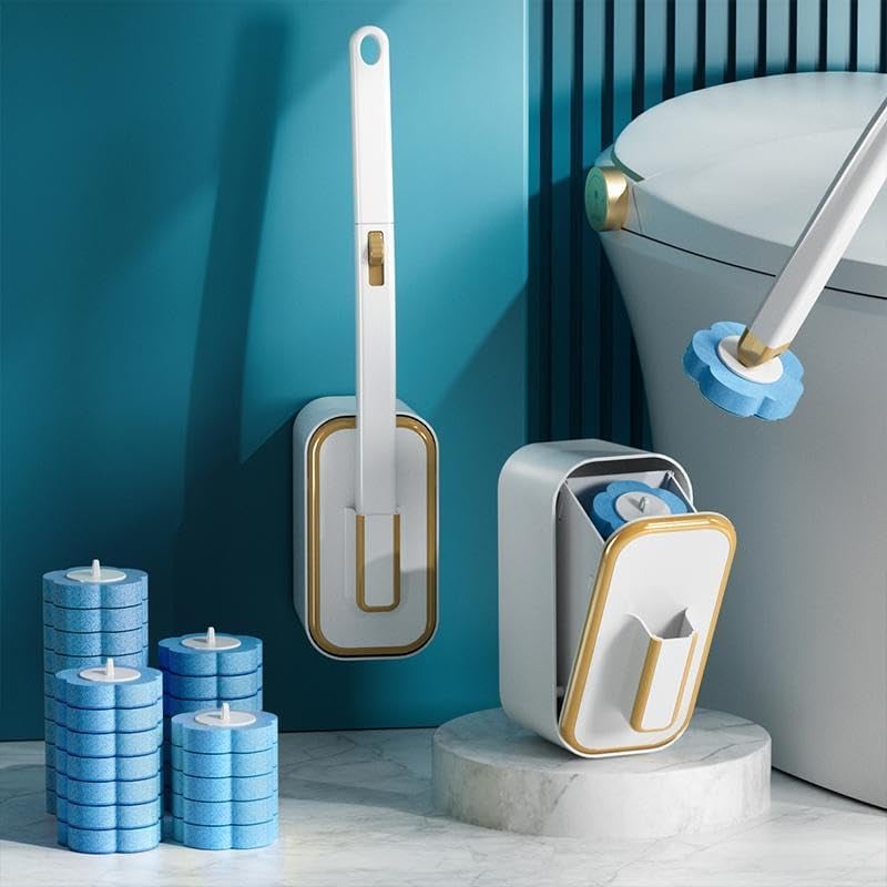 Ensemble brosse de toilette murale innovante à têtes jetables