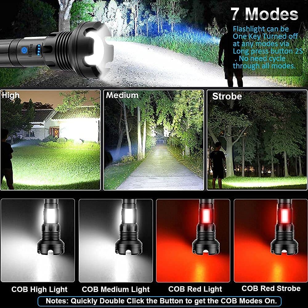 Lampe torche tactique LED rechargeable avec laser, 9000 lumens