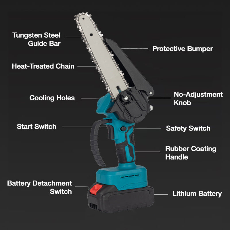 Mini-tronçonneuse sans fil de 6 pouces avec 2 batteries