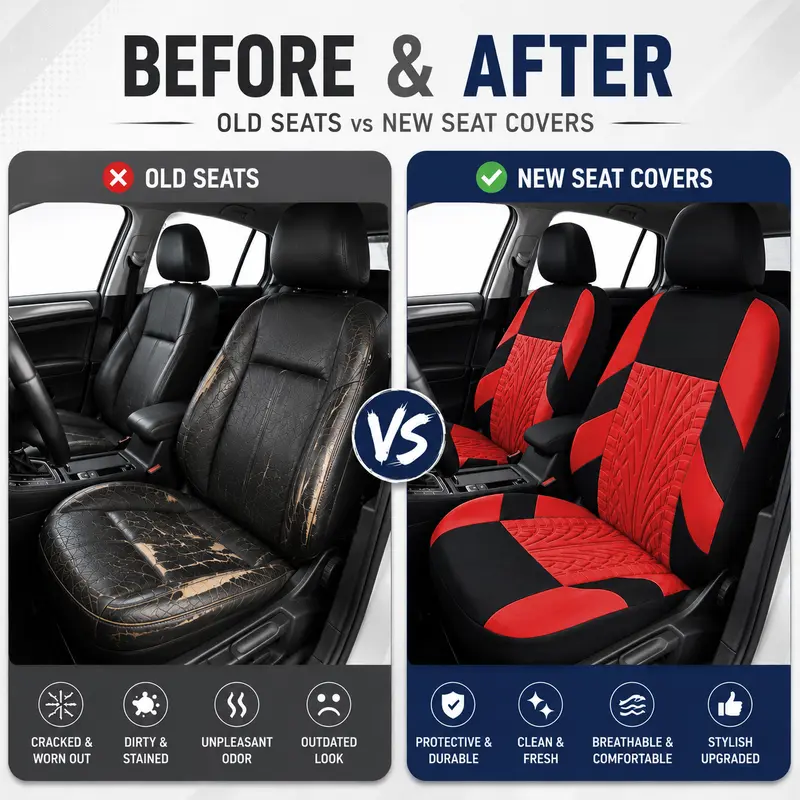 Housses de Siège de Voiture pour 5 Sièges Universelles, Protections de Siège Avant et Arrière de Voiture en Tissu Respirant, Compatibles Airbag, Protection Complète, Convient à la Plupart des Voitures et Camions