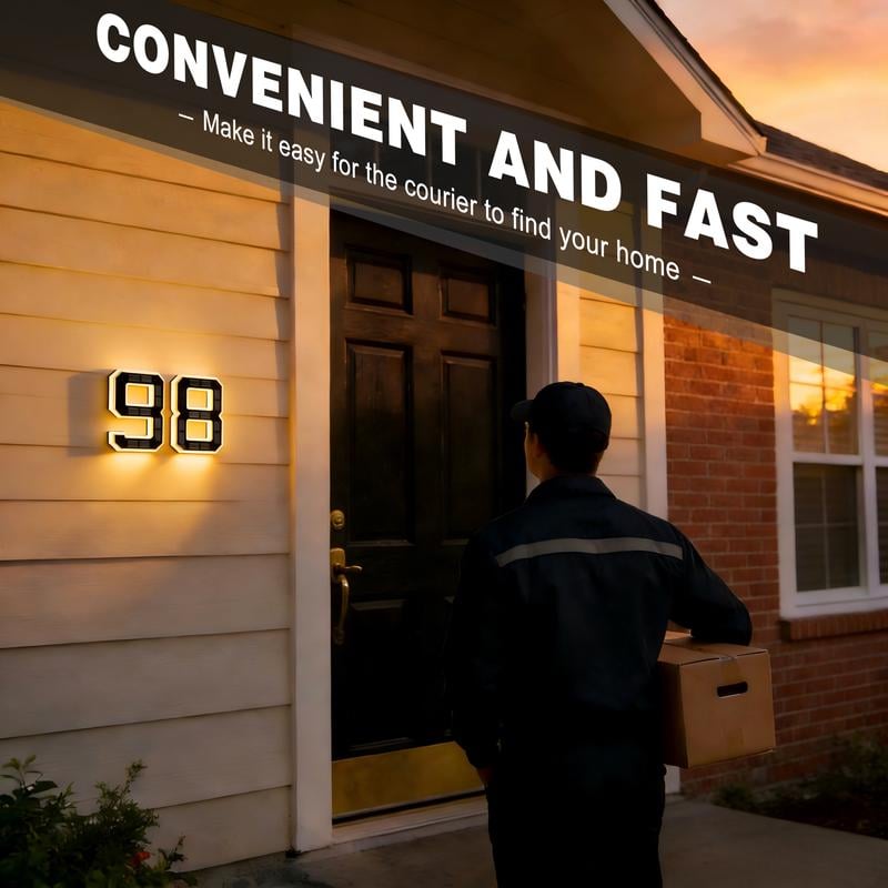Numéros de maison solaires éclairés, Numéros LED, Étanche pour l'extérieur