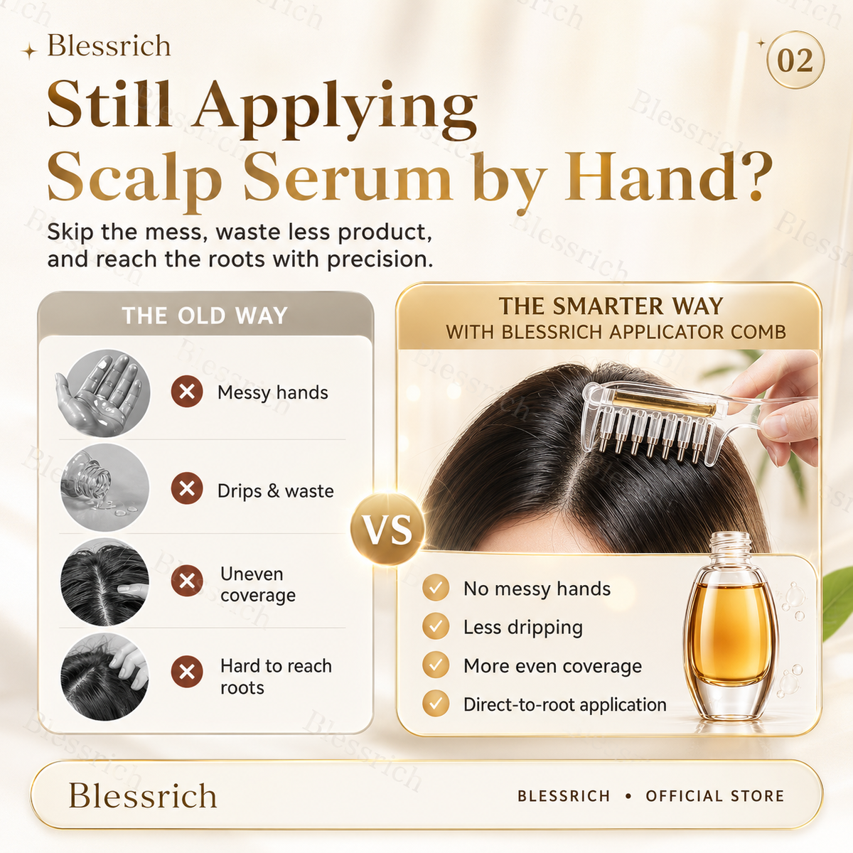 Peigne applicateur de sérum pour le cuir chevelu