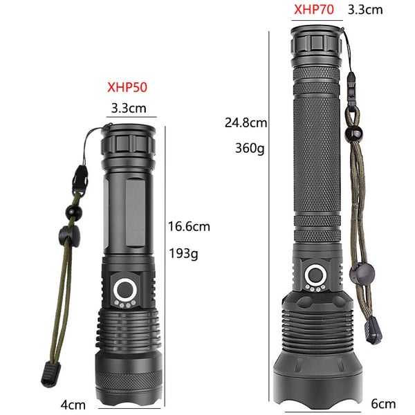 Lampe torche tactique LED rechargeable avec laser, 9000 lumens