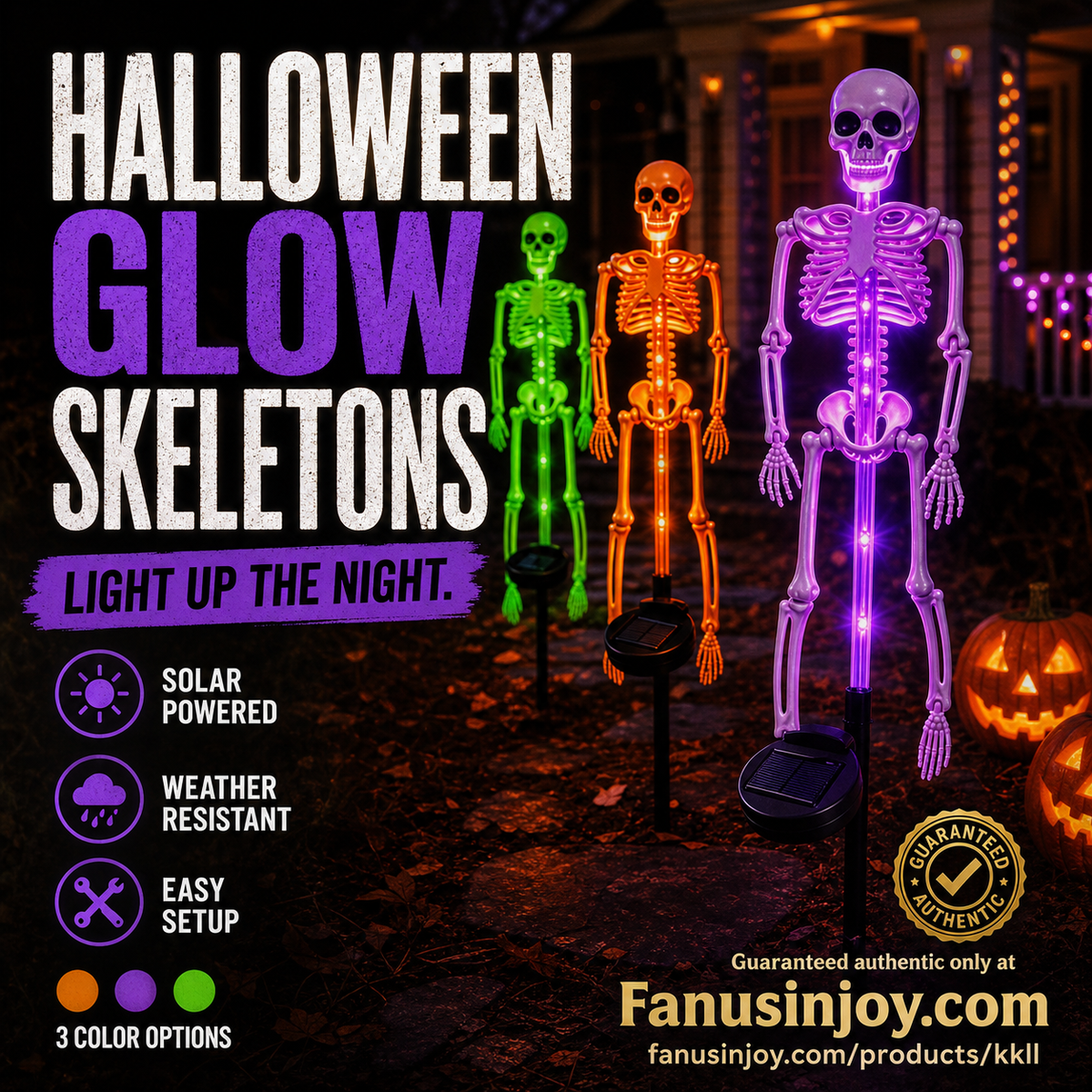 Pour Halloween ! Les meilleures décorations pour une ambiance de fantômes effrayante ! Lampes solaires squelette à piquet – Phosphorescentes, à énergie solaire, faciles à installer. Idéal pour