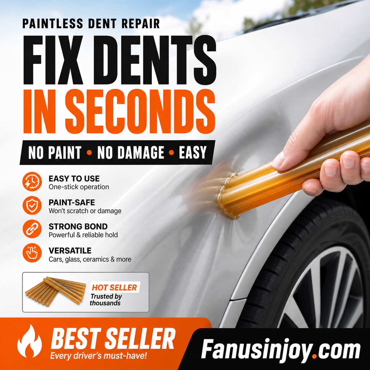 Réparez les bosses de votre voiture sans effort ! Bâton de colle pour débosselage sans peinture