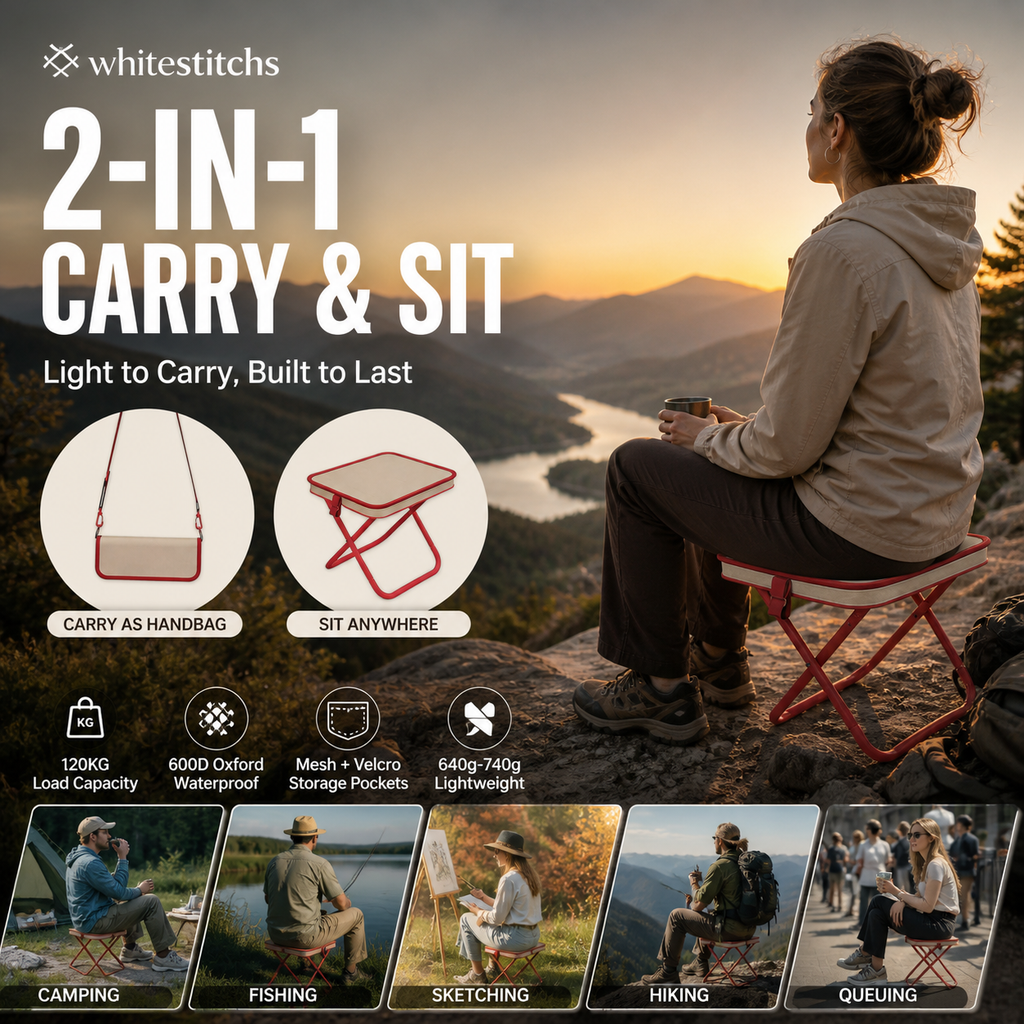 Chaise pliante d'extérieur 2-en-1 avec sac