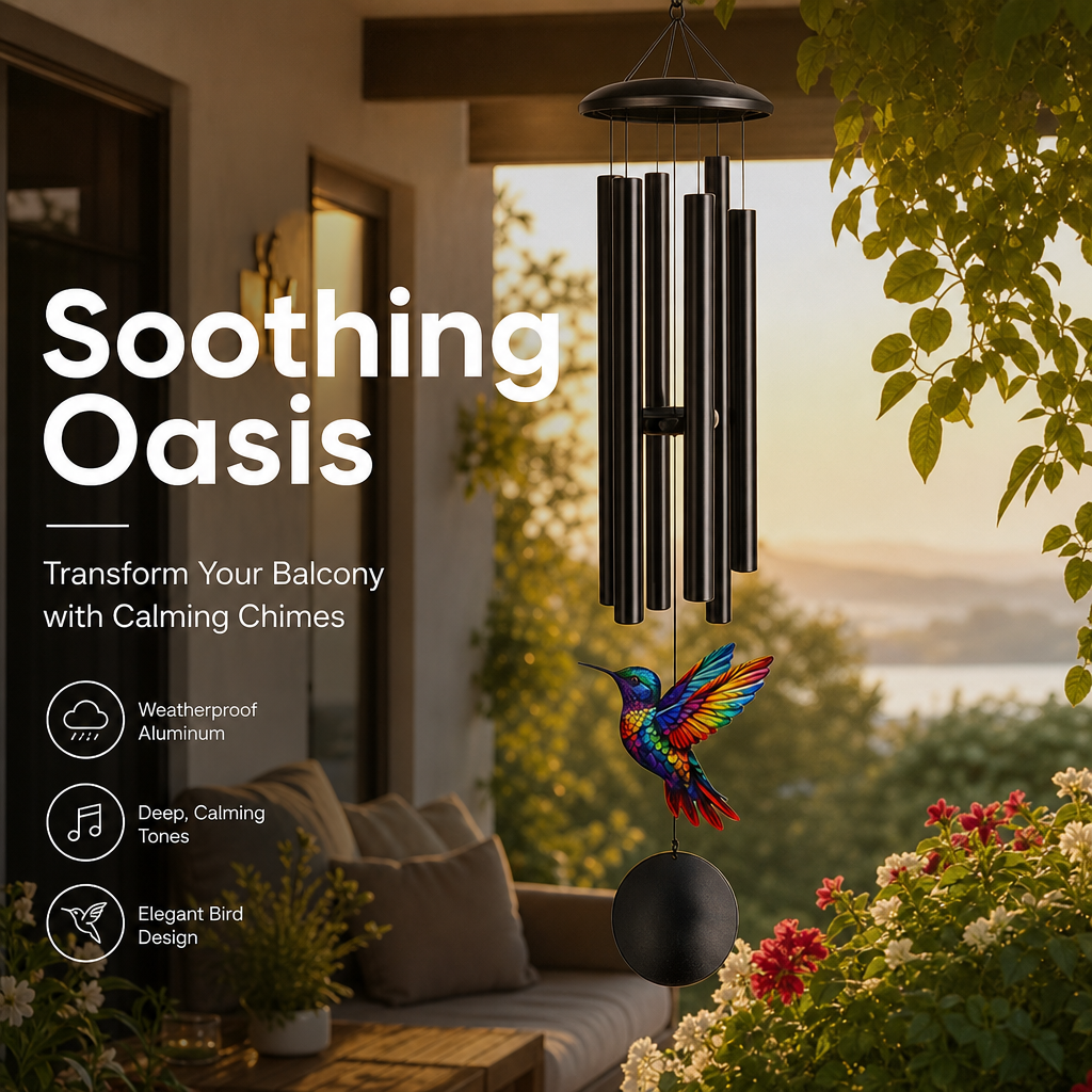 Carillons Éoliens Vintage en Métal | Décoration de Jardin Élégante en Aluminium Noir avec Accents Oiseaux et Papillons pour Patio et Porche