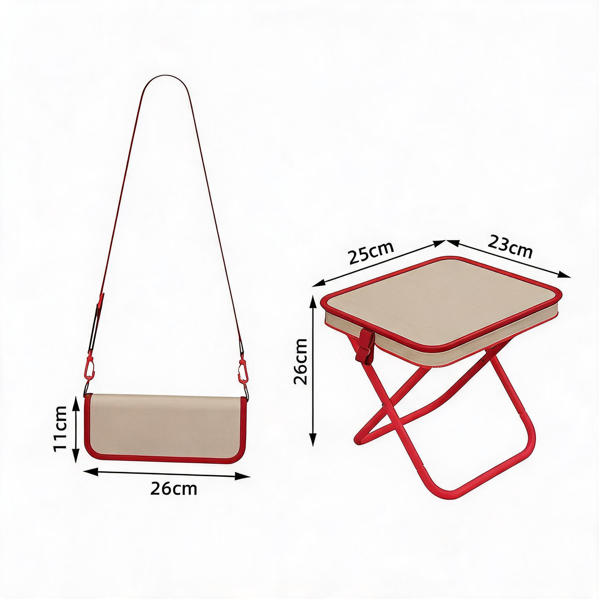 Chaise pliante d'extérieur 2-en-1 avec sac