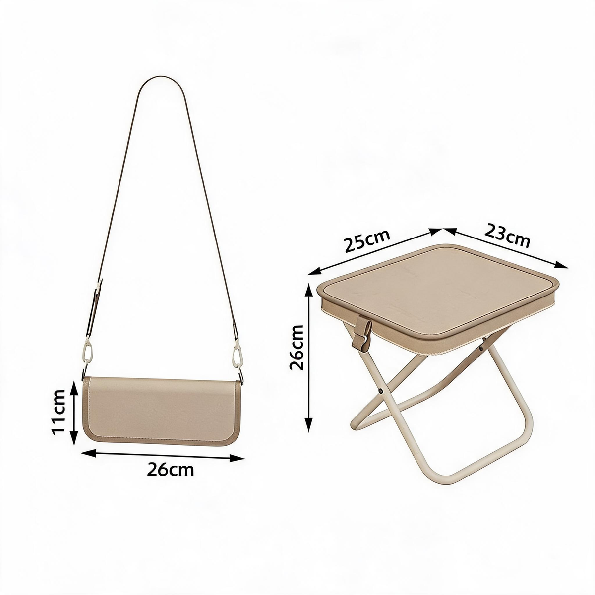 Chaise pliante d'extérieur 2-en-1 avec sac