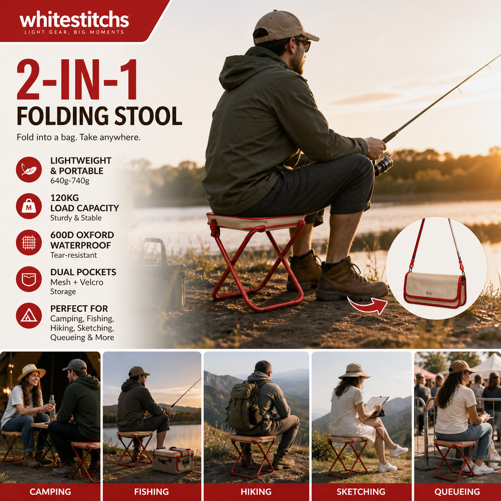 Chaise pliante d'extérieur 2-en-1 avec sac