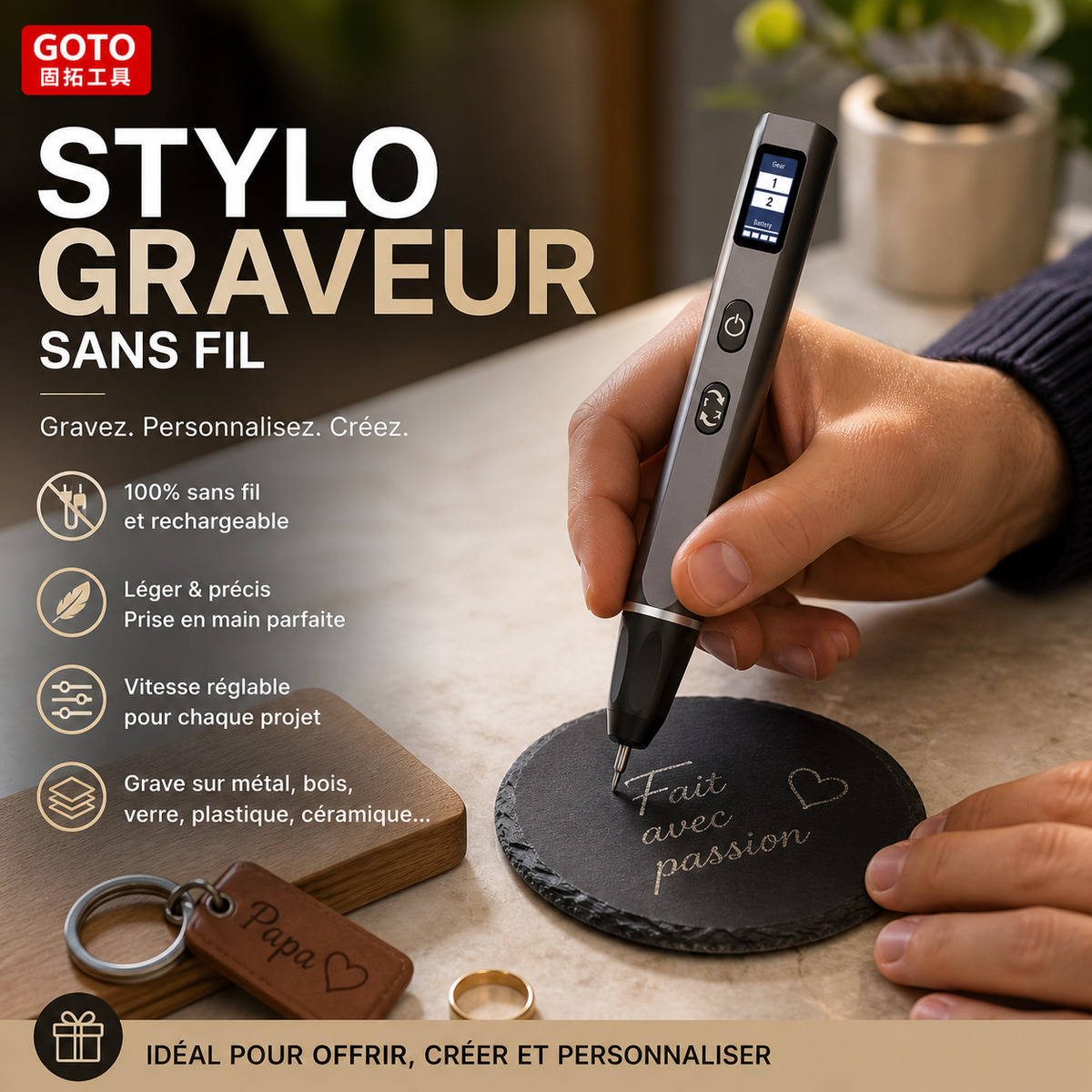 Graveur sans fil rechargeable