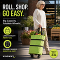 Sac de courses pliable 2-en-1 à roulettes – Avec roues de type bagage