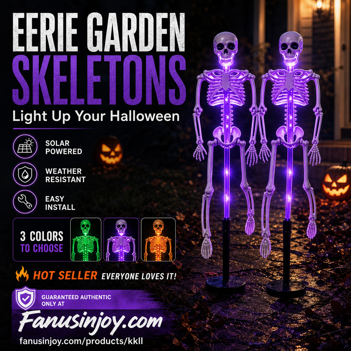 Pour Halloween ! Les meilleures décorations pour une ambiance de fantômes effrayante ! Lampes solaires squelette à piquet – Phosphorescentes, à énergie solaire, faciles à installer. Idéal pour