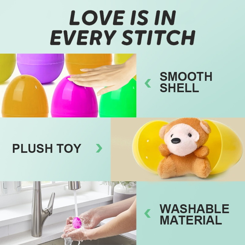 Œufs de Pâques pré-remplis avec des jouets en peluche